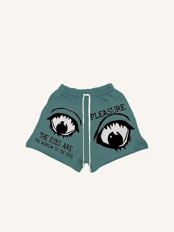 Shorts mit Eye&Letter-Print und Kordelzug in der Taille