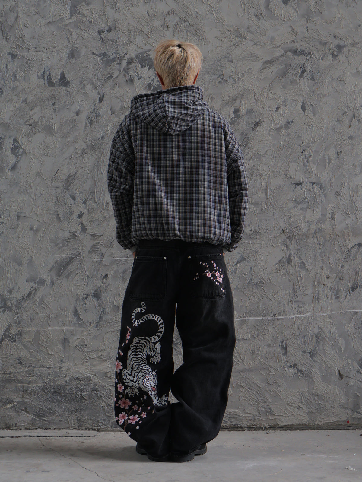 Reversible Plaid Zip-Hoodie V2 (Dark Grey/Charcoal )