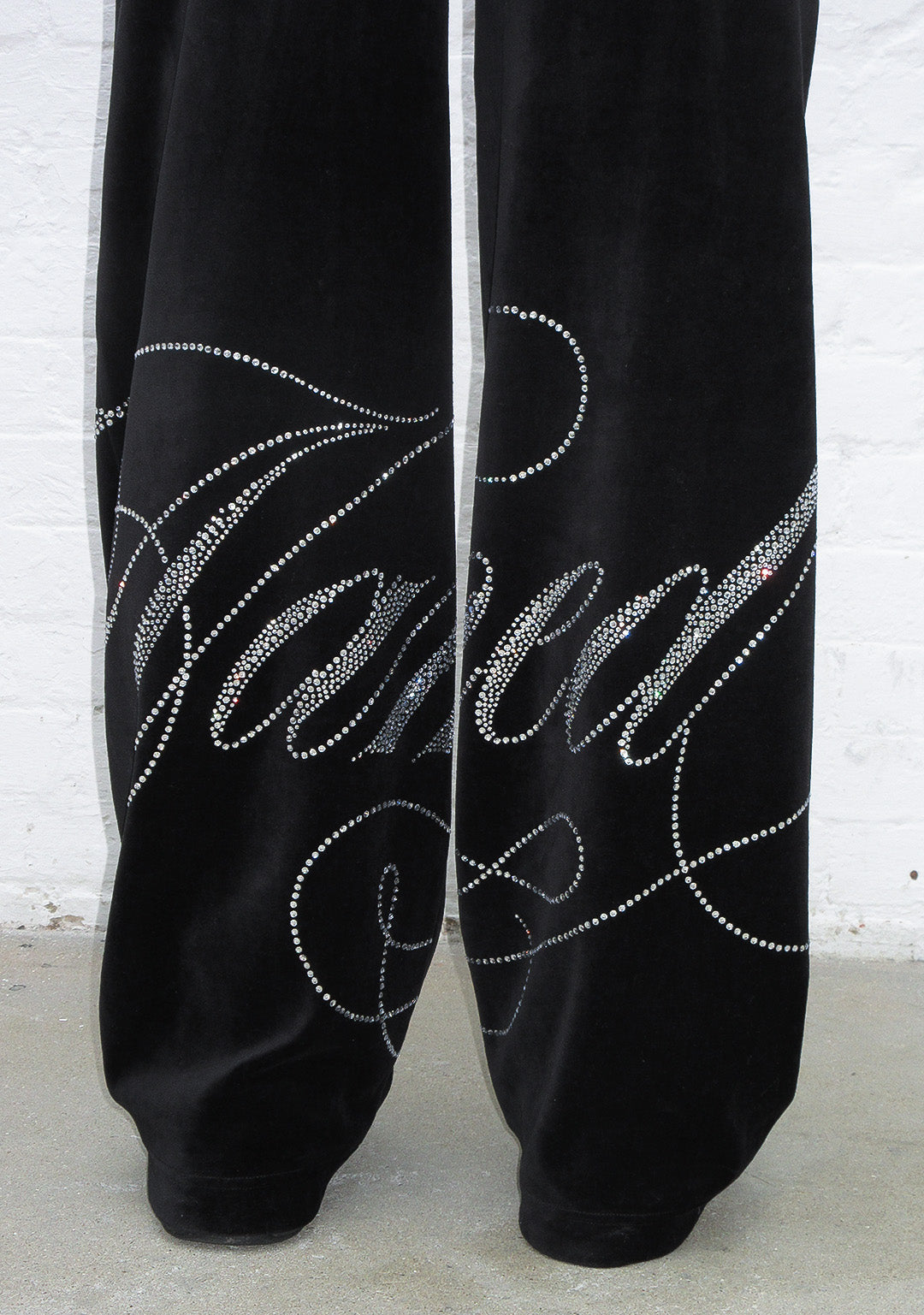 PANTALON DE JOGGING EN VELOURS AVEC STRASS ENEMY NOIR