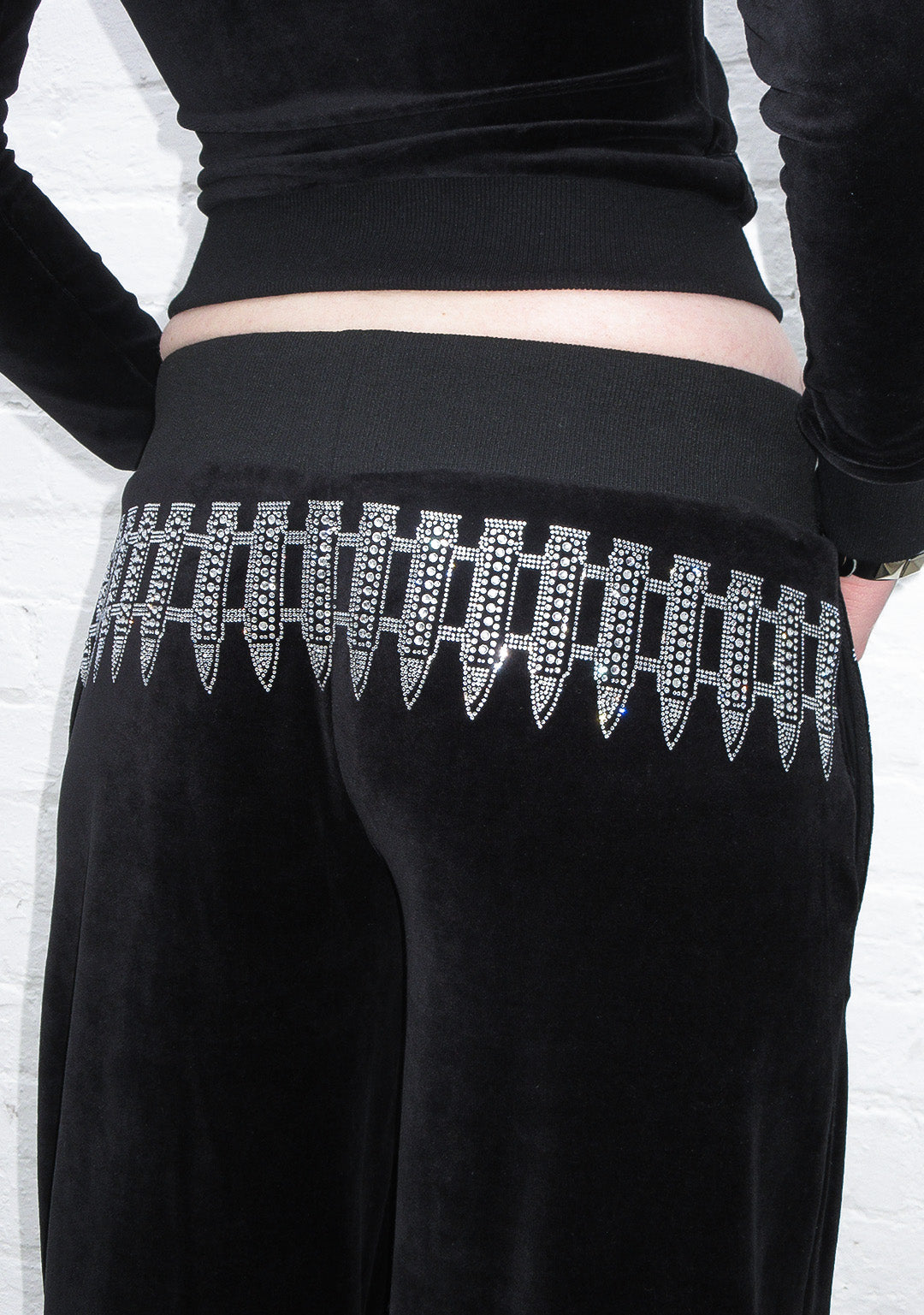 PANTALON DE JOGGING EN VELOURS AVEC STRASS ENEMY NOIR