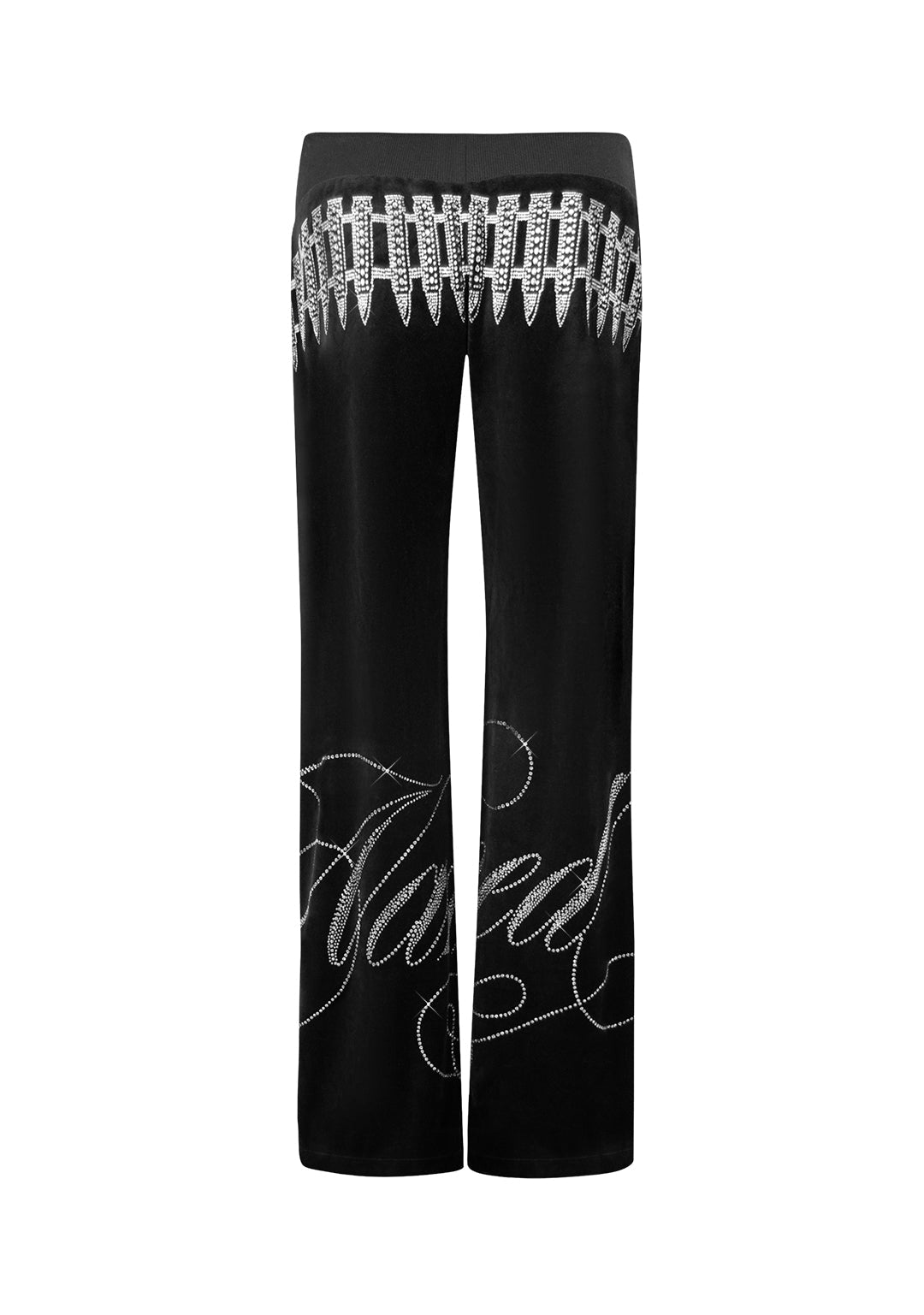 ENEMY RHINESTONE VELOUR SWEATPANTS BLACK