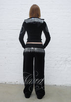 ENEMY RHINESTONE VELOUR ZIP HOODIE BLACK