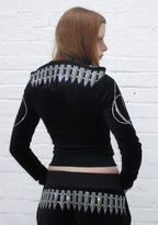 ENEMY RHINESTONE VELOUR ZIP HOODIE BLACK