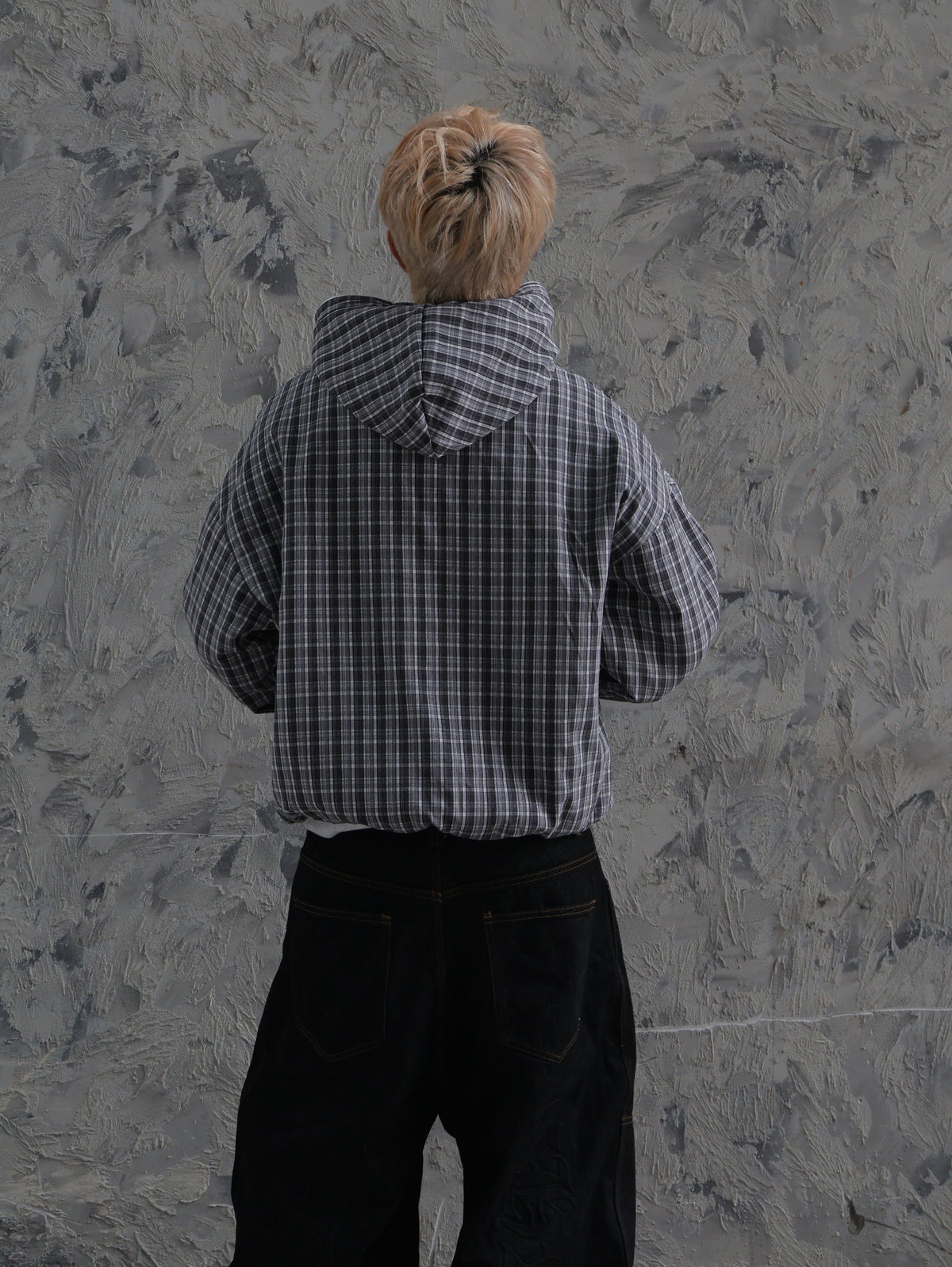 Reversible Plaid Zip-Hoodie V2 (Light Grey/Slate Grey )