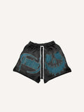 Shorts mit Kordelzug, Feuer- und Grafik-Letter-Print