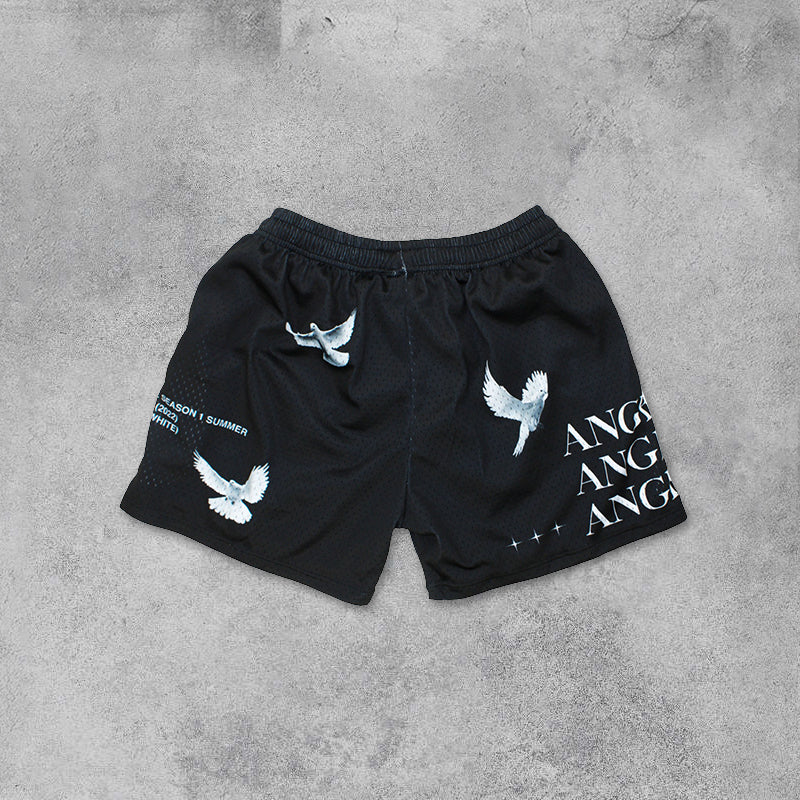 Angel Made Peace Dove Mesh Street Shorts