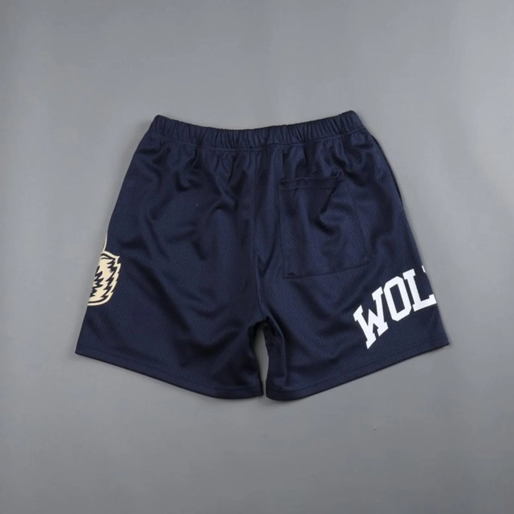 Pantaloncini casual da strada in rete con stampa di animali e testo