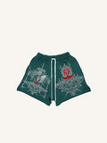 Figure&Sword&Graphic Print Drawstring Waist Shorts