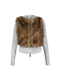 FAITHFUL FAUX-FUR-WESTE UND KAPUZEN-ZIP-JACKE IM SET, GRAU MELIERT