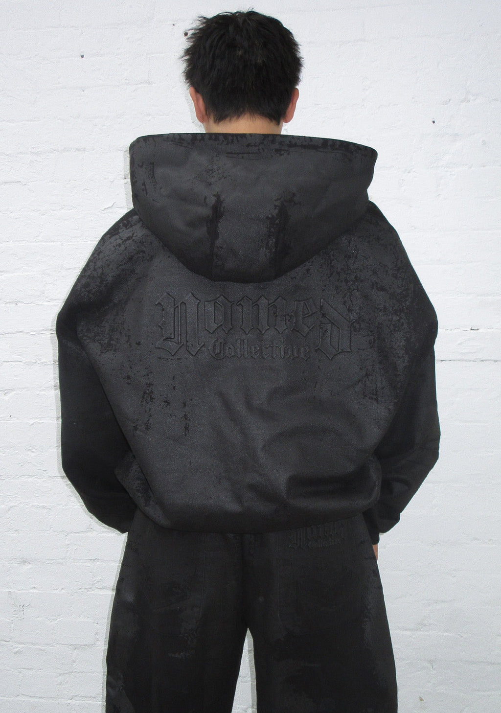 FAITHFUL ZIP-HOODIE IN LEDEROPTIK SCHWARZ