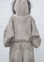 FALLEN FAUX FUR STUDDED CROP ZIP HOODIE BONE (DETACHABLE FUR)