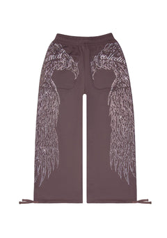 FALLEN RHINESTONE OVERSIZED SWEATPANTS BROWN