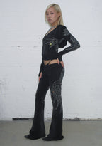 Pantaloni sculpt con strass FALLEN, nero slavato