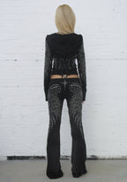 Pantaloni sculpt con strass FALLEN, nero slavato