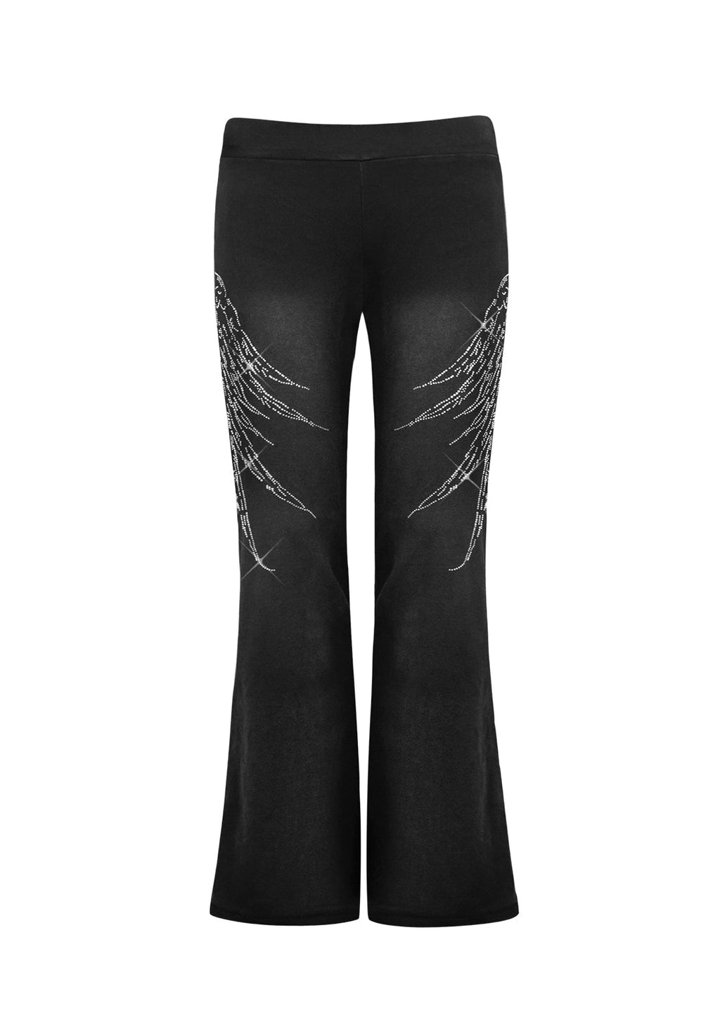 PANTALON SCULPT À STRASS DÉTACHÉS NOIR DÉLAVÉ