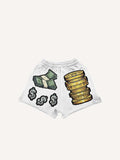 Shorts mit Kordelzug und aufgedrucktem Money-Faux-Motiv