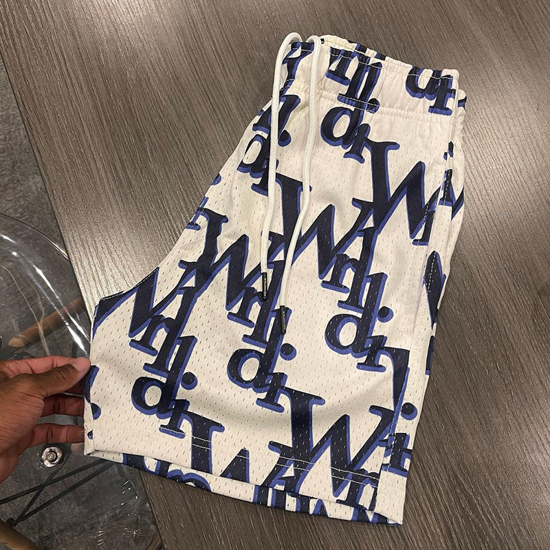 Lässige Mesh-Shorts mit Buchstaben-Print