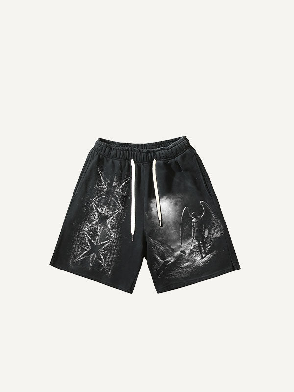 Short met trekkoord in de taille, met figuur-, vleugel- en grafische print