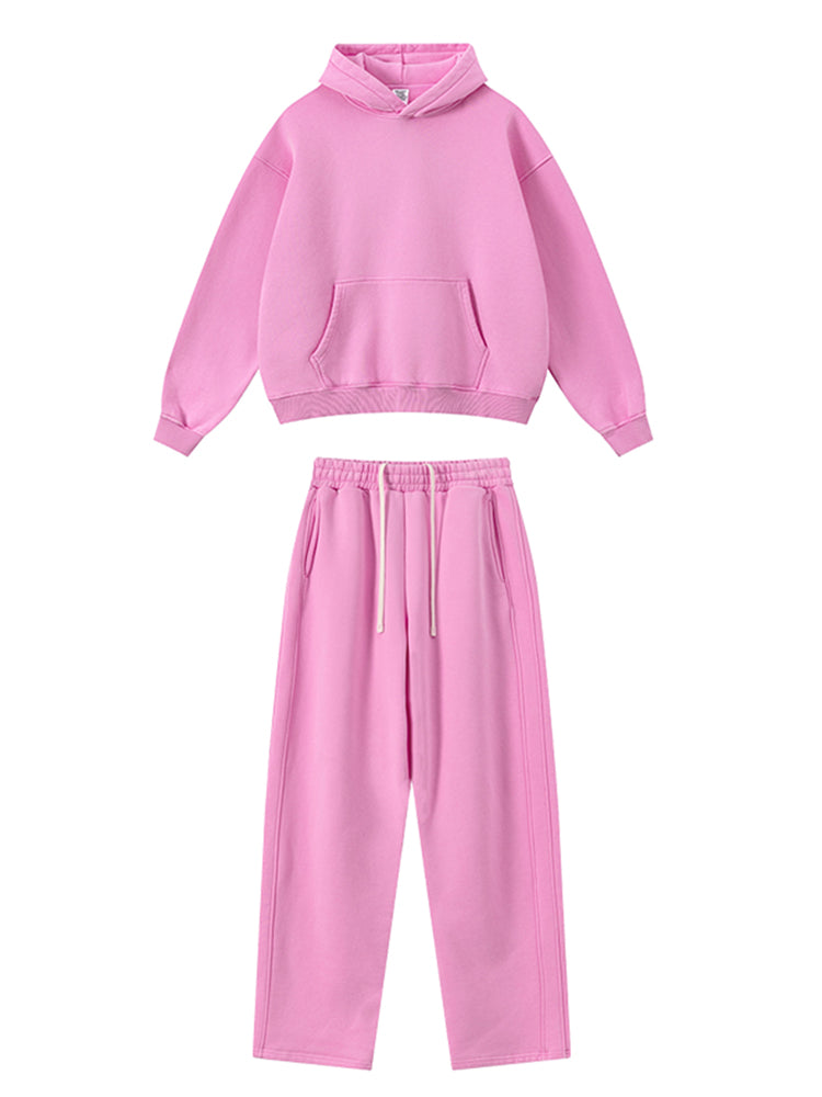 Boxy hoodie van gewassen fleece