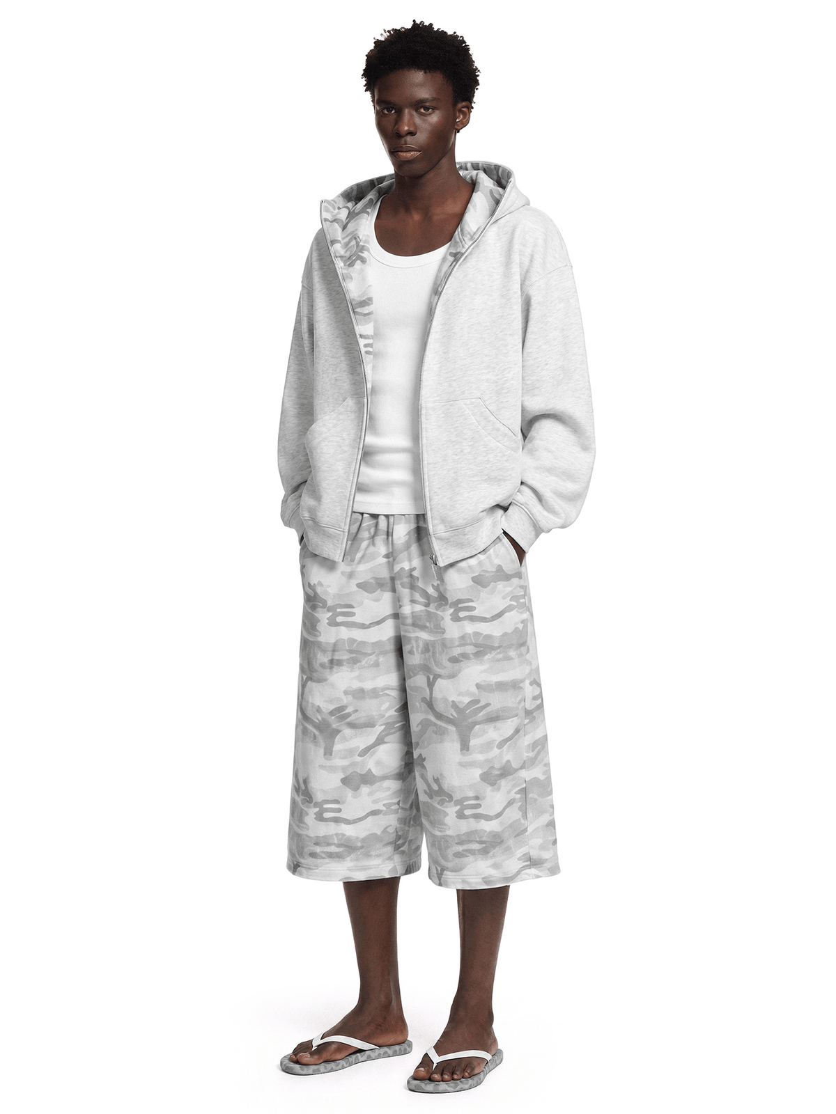 Bluza z kapturem i zamkiem z podszewką Camo