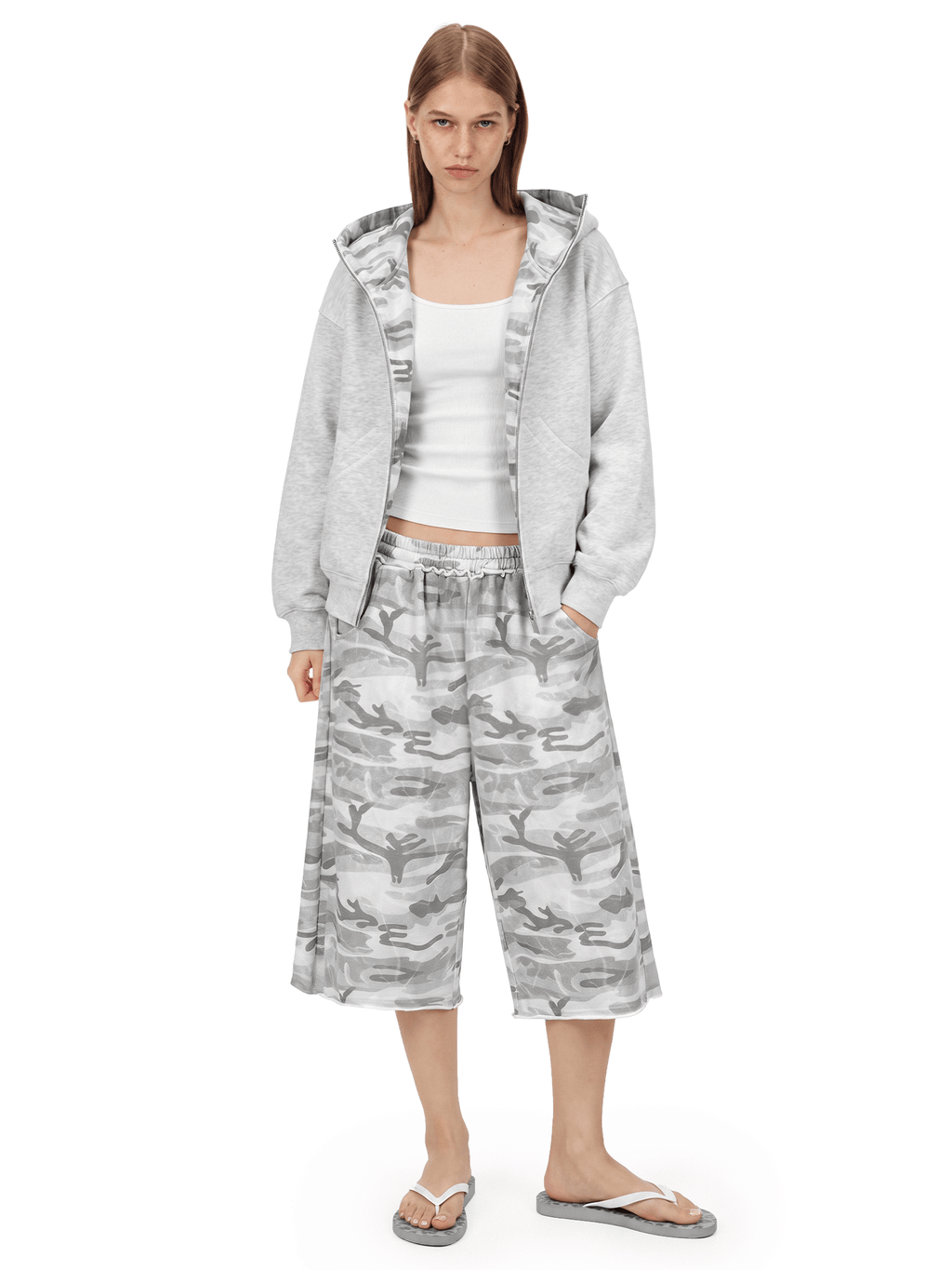 Bluza z kapturem i zamkiem z podszewką Camo
