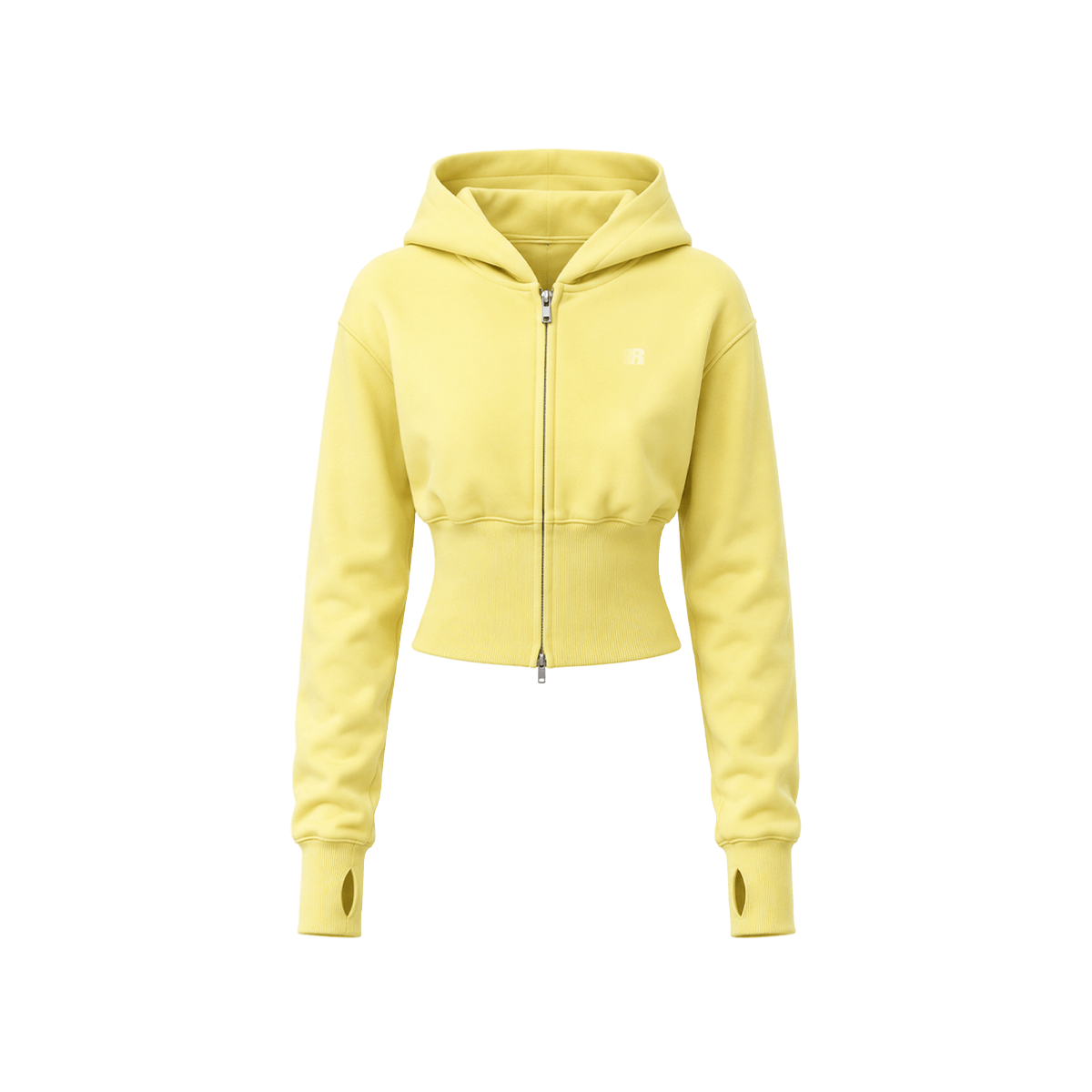 Cropped hoodie met rits en sculptuurmodel