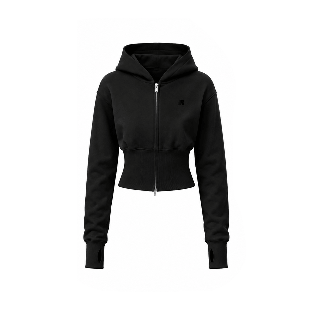 Cropped hoodie met rits en sculptuurmodel