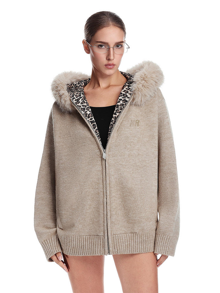 Maglione in lussuosa pelliccia leopardata