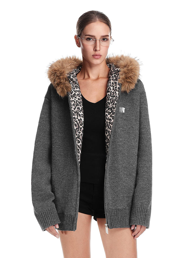 Leopard-Luxe-Pelzpullover