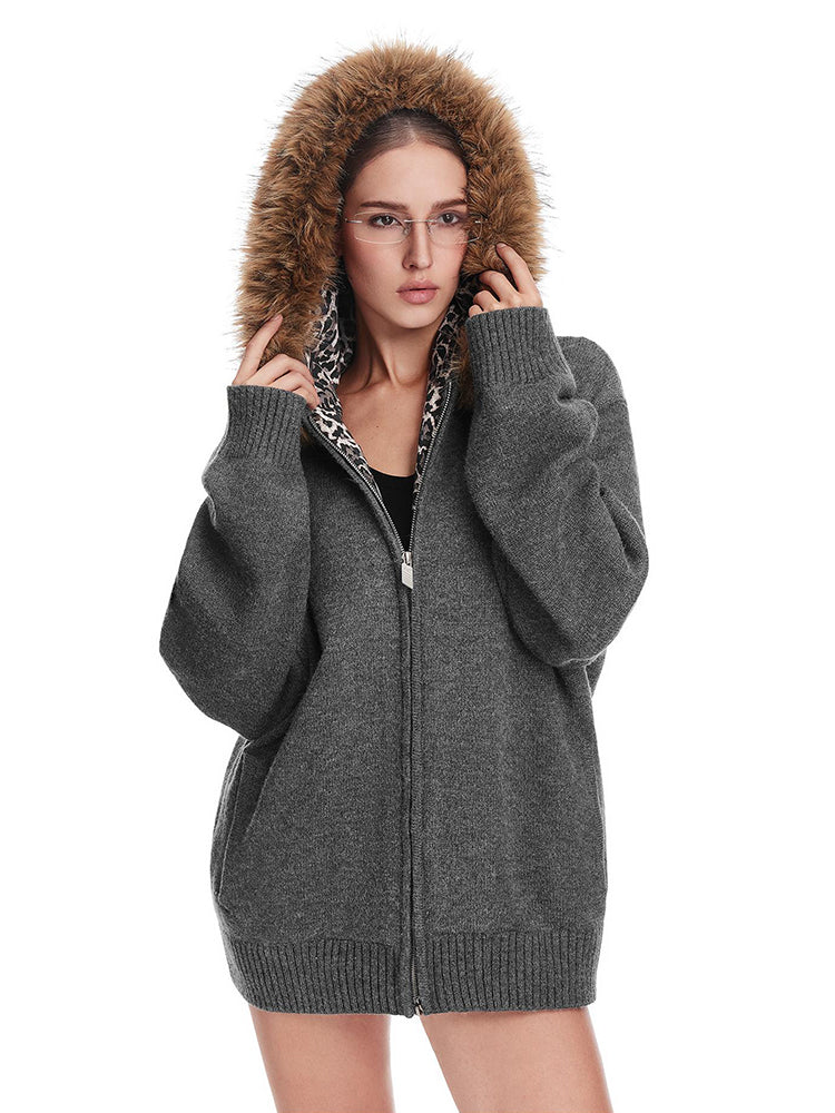 Maglione in lussuosa pelliccia leopardata