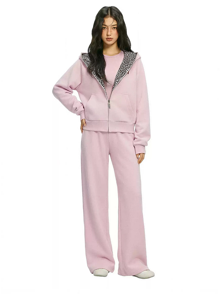 Leopard Fleece Cropped Hoodie