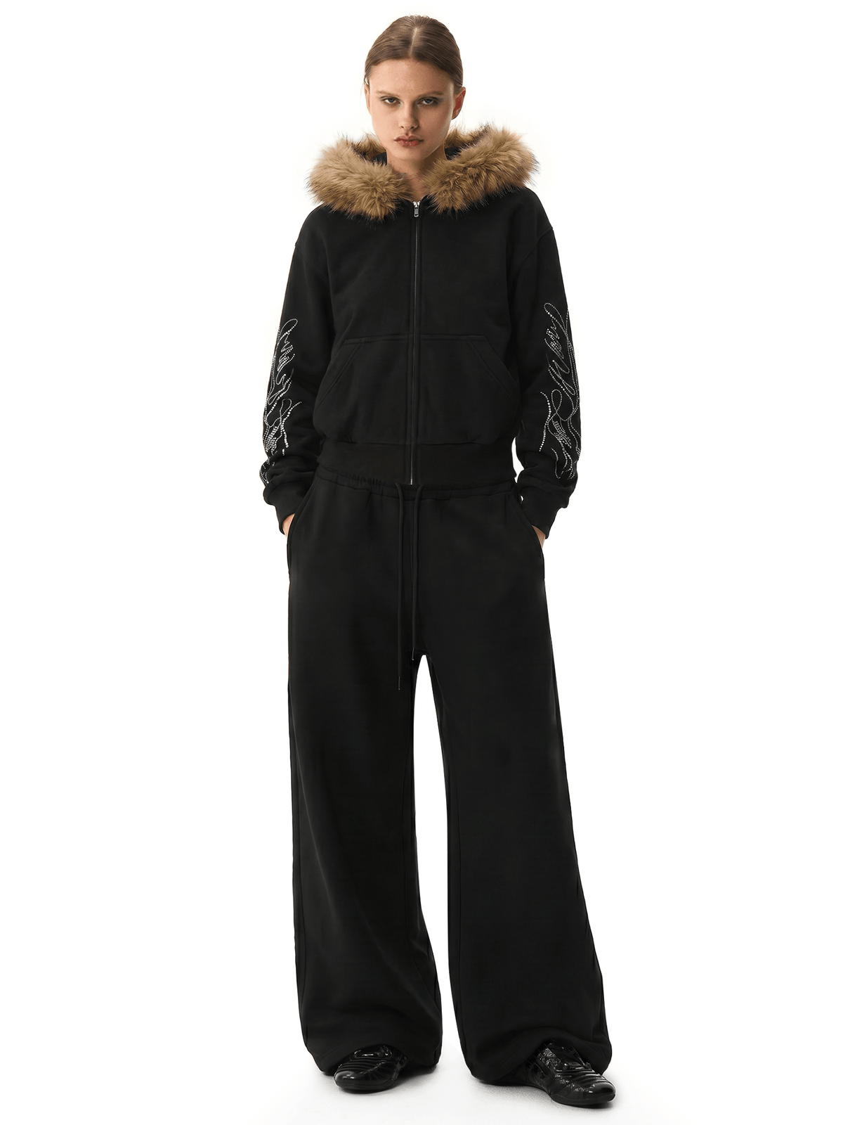 Glitz Script Fur Hoodie