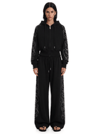 Sudadera con capucha y cremallera con pedrería
