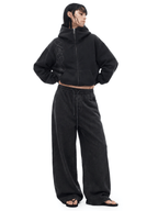 Sweat à capuche zippé à broderie délavée