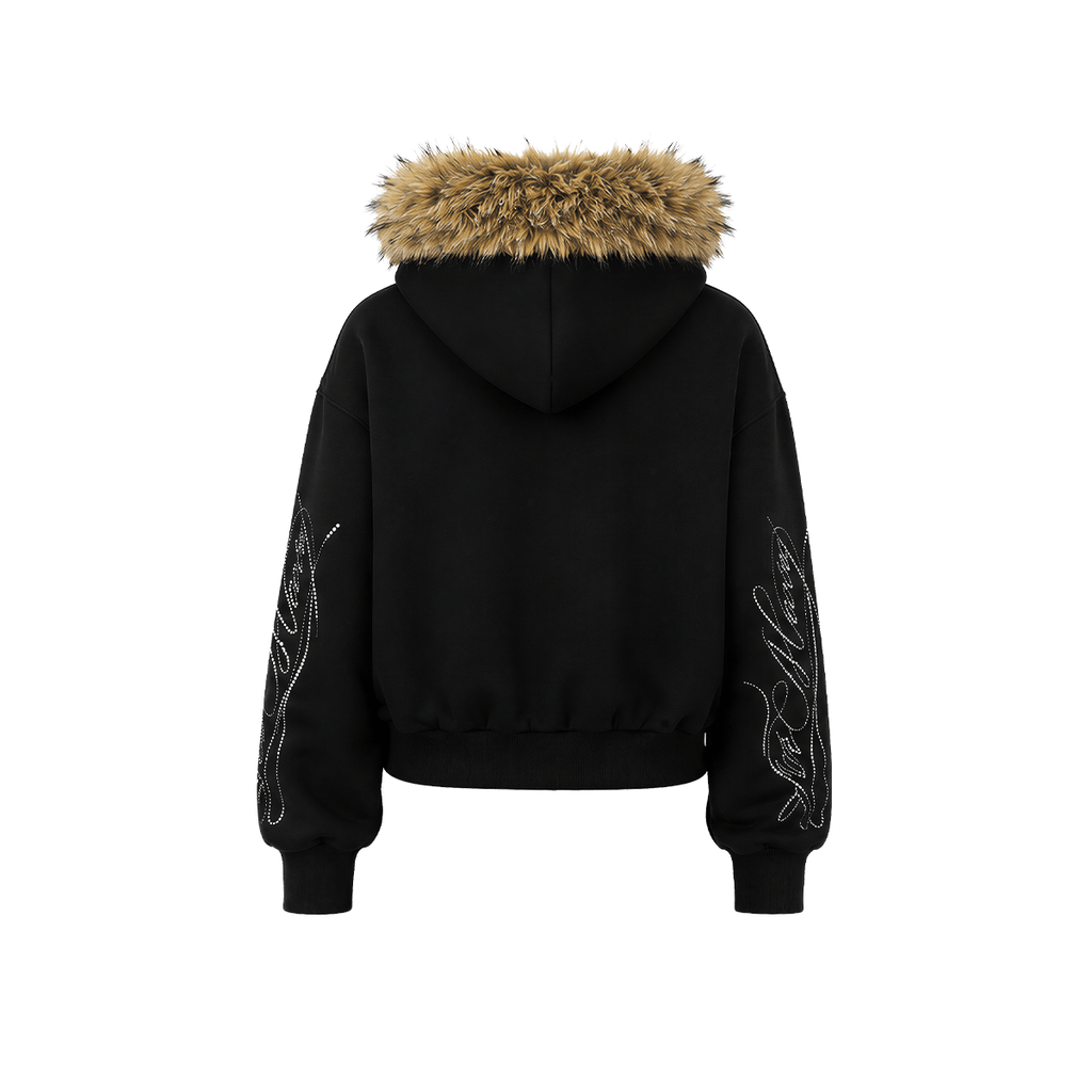 Sweat à capuche en fourrure Glitz Script
