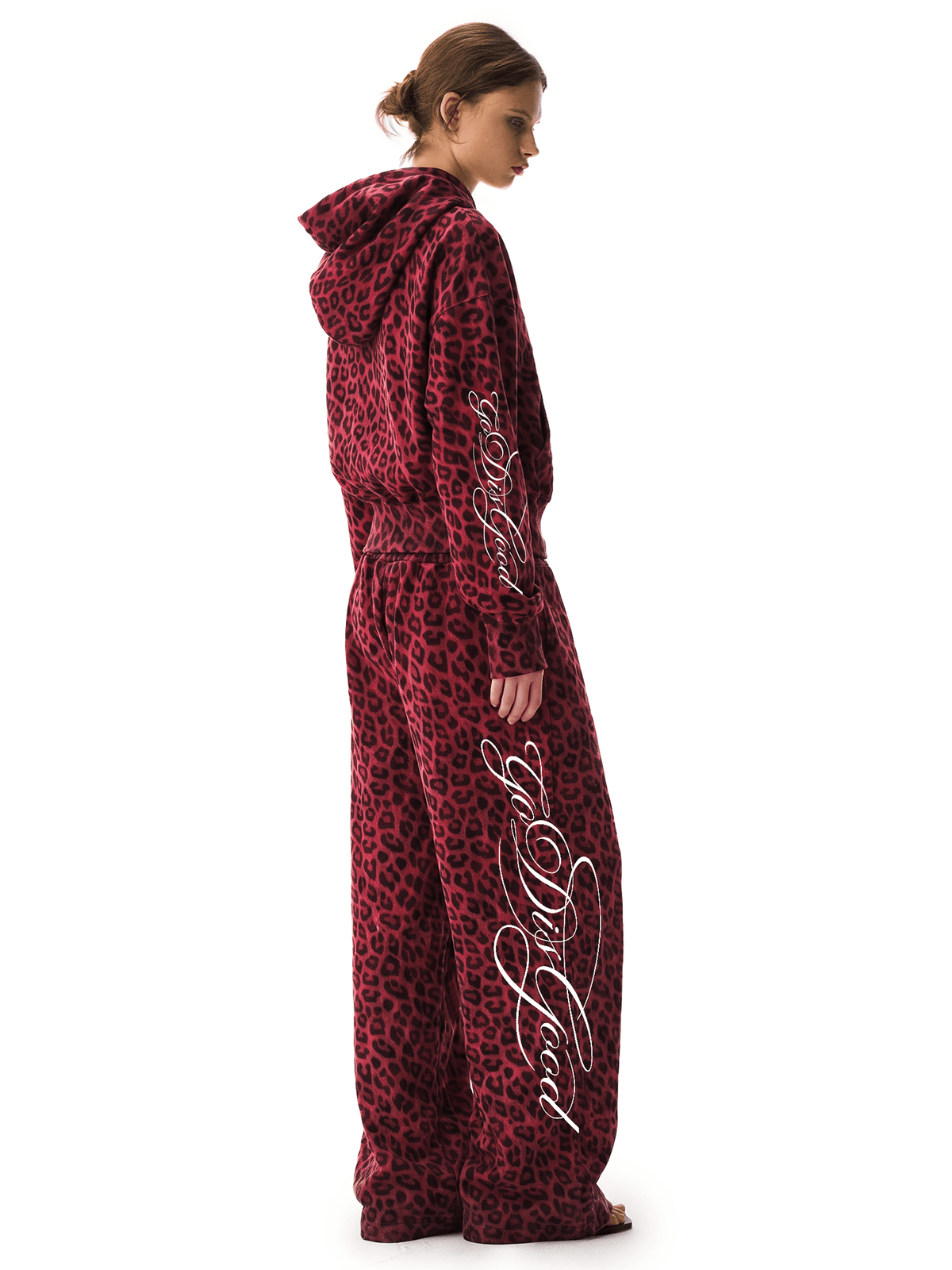 Felpe con cappuccio e zip con stampa leopardata graffiti