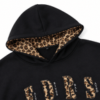 Sweat à capuche oversize doublé d'imprimé léopard