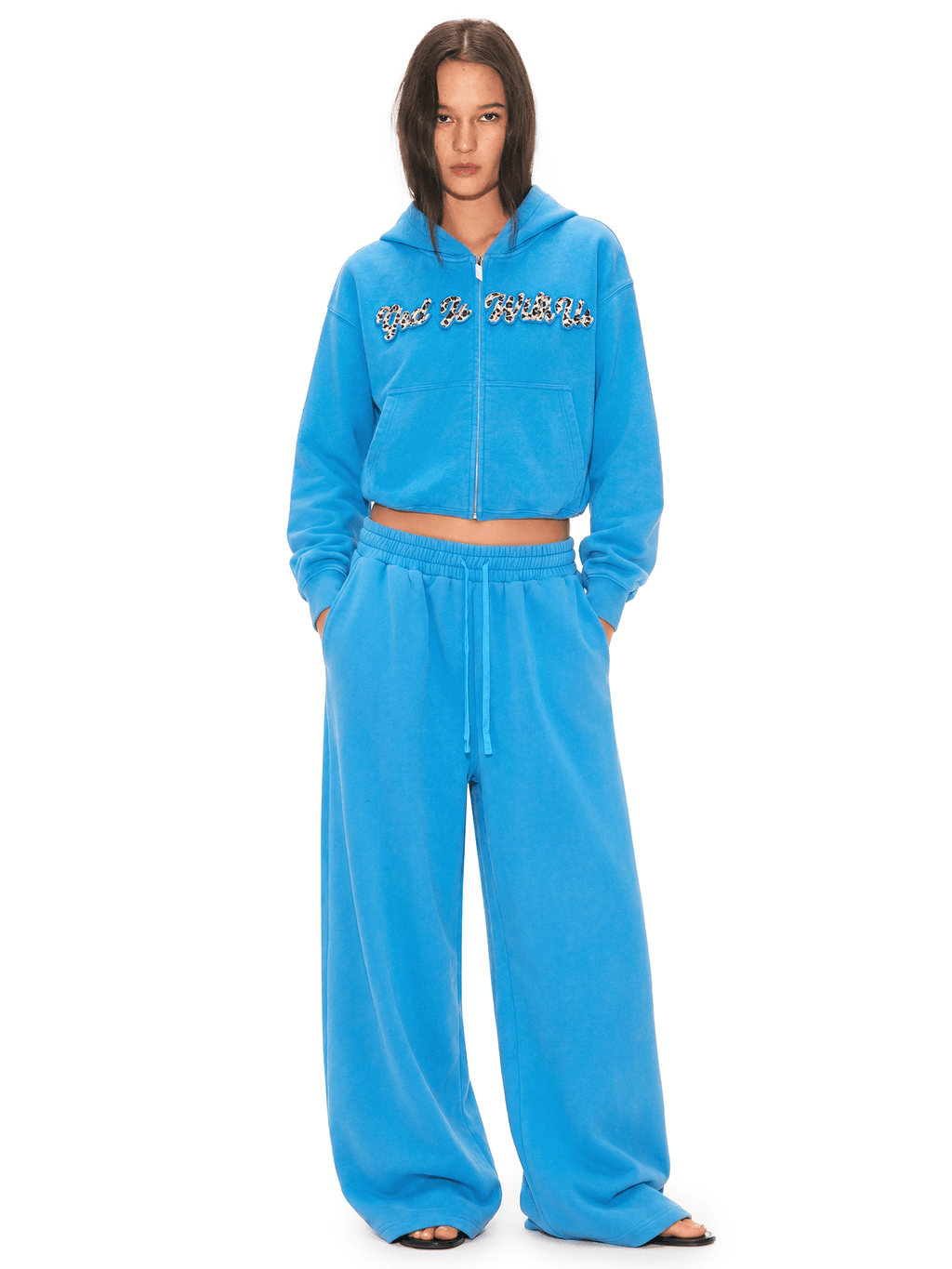 Gewassen hoodie met luipaardapplicatie