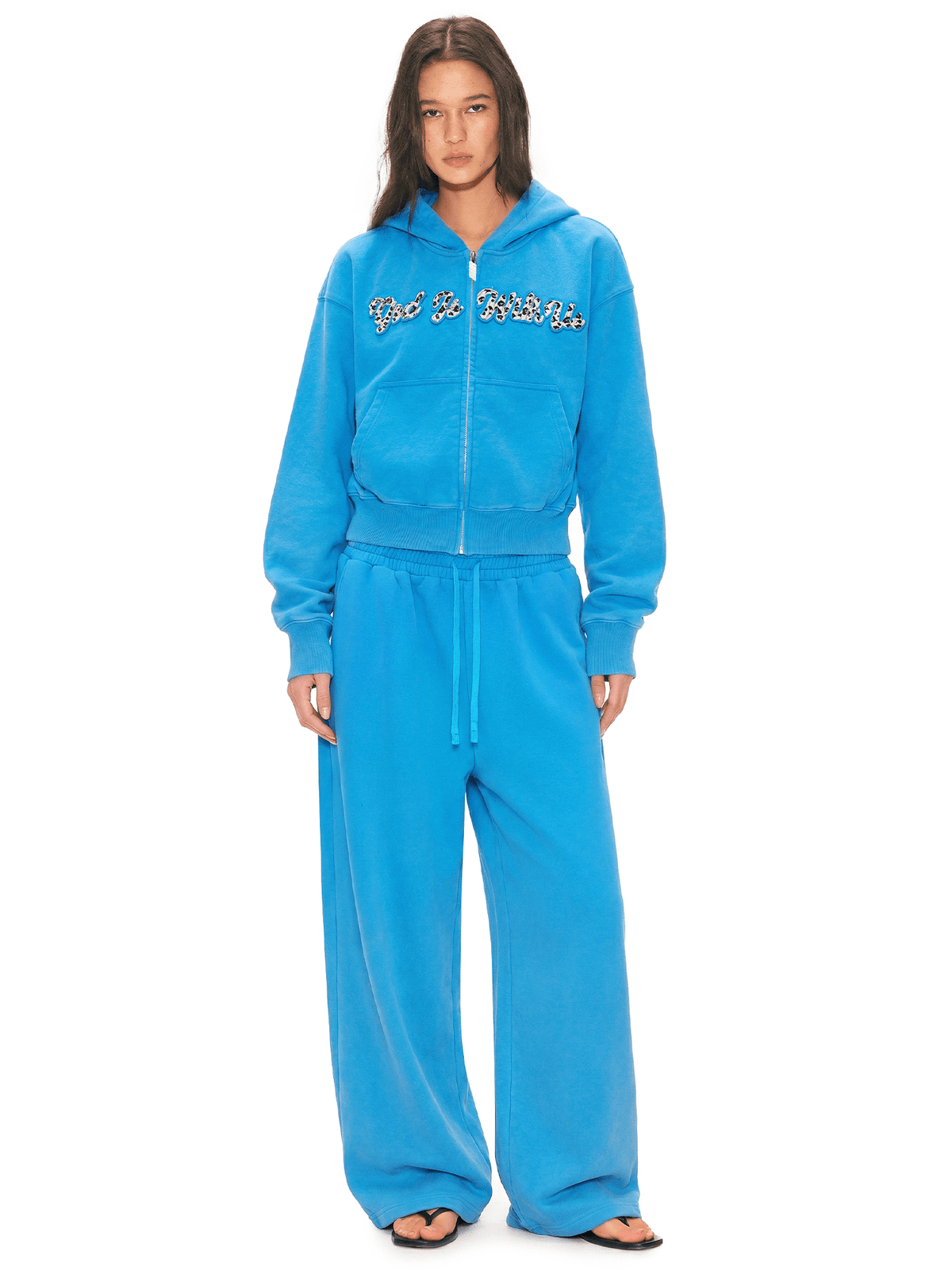 Leopard Applique Washed Hoodie