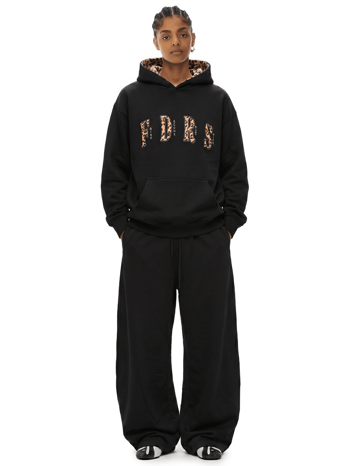Oversized hoodie met luipaardvoering