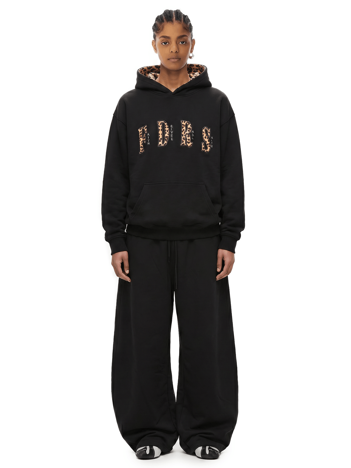 Oversized hoodie met luipaardvoering