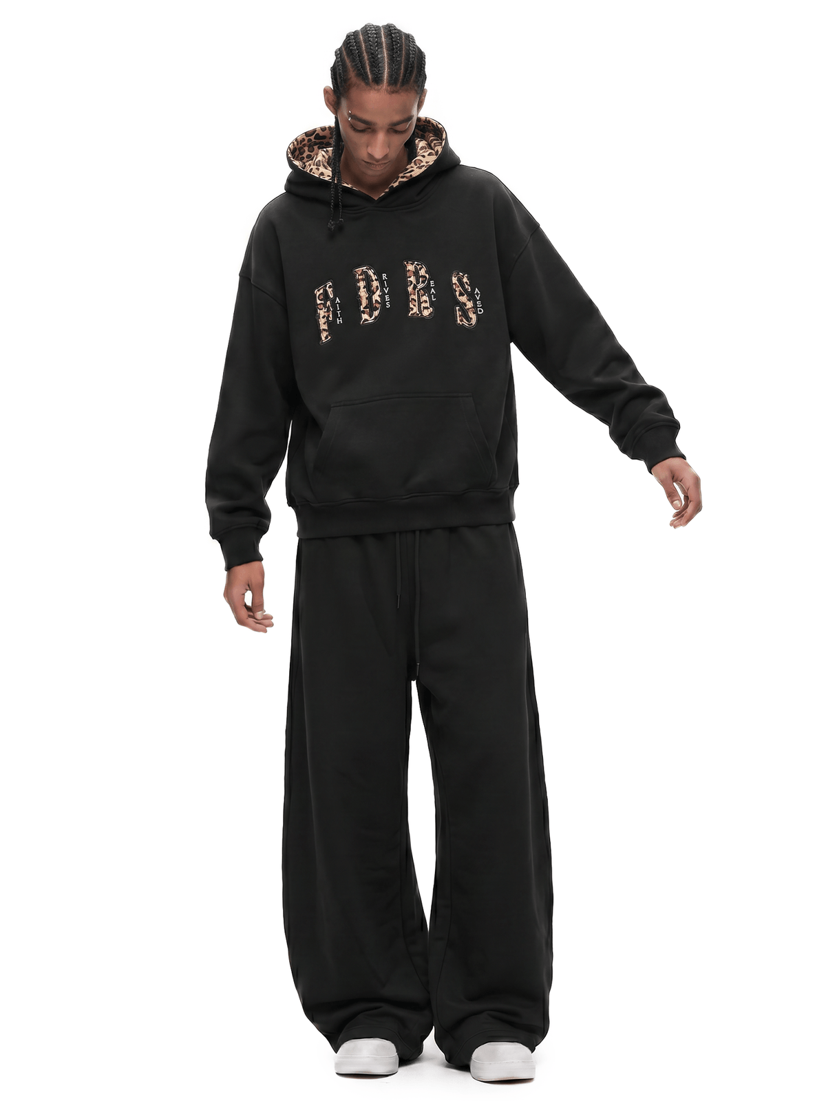 Oversized hoodie met luipaardvoering