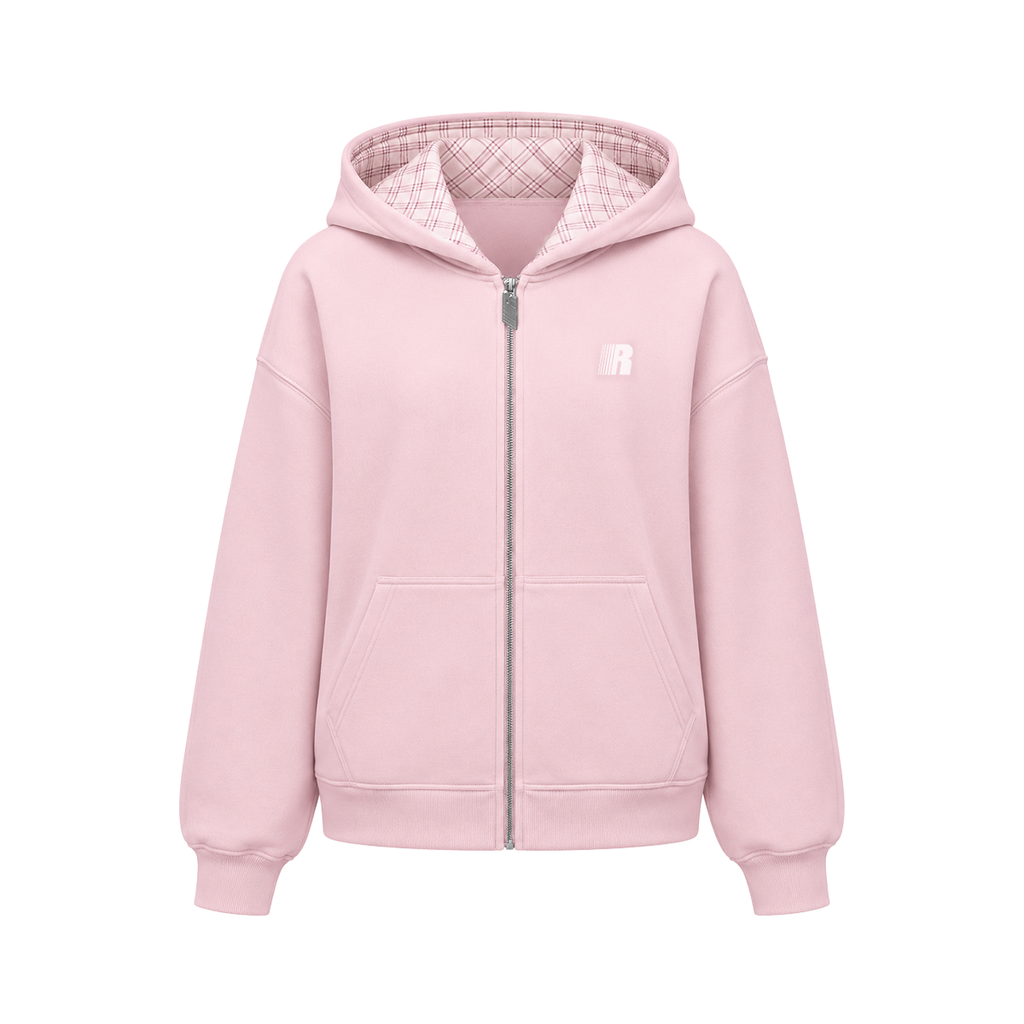 Plaid Patchwork Zip Hoodie
