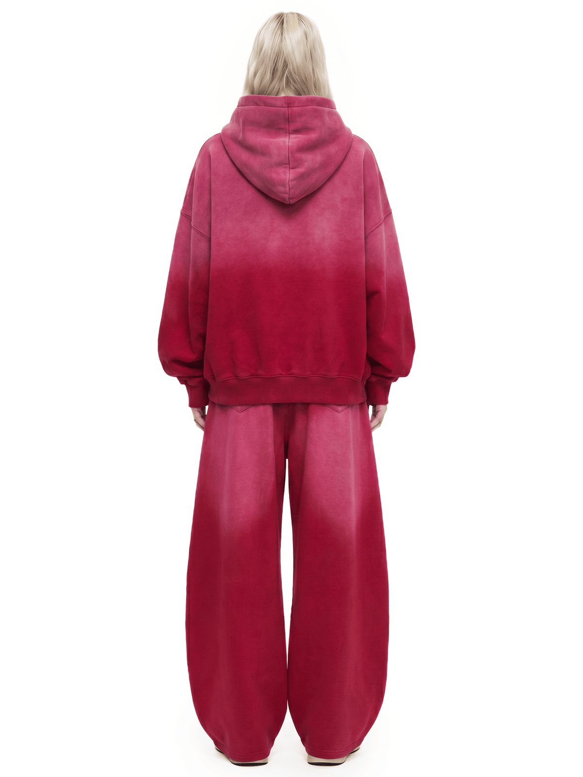 Hoodie met rits en verwassen vervaging