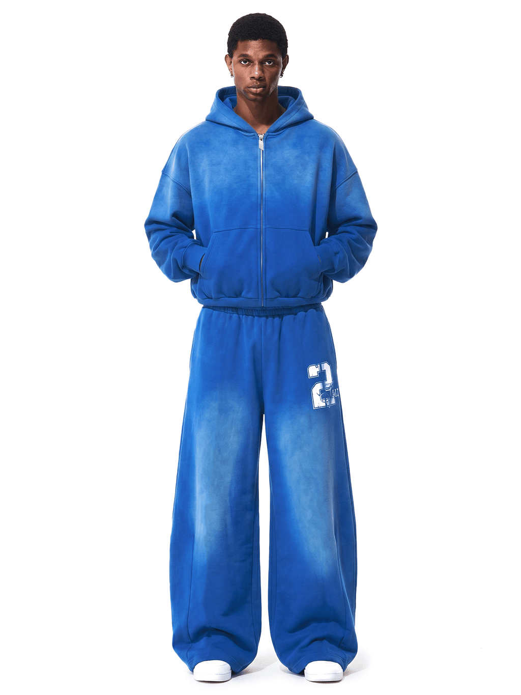 Sweat à capuche zippé délavé