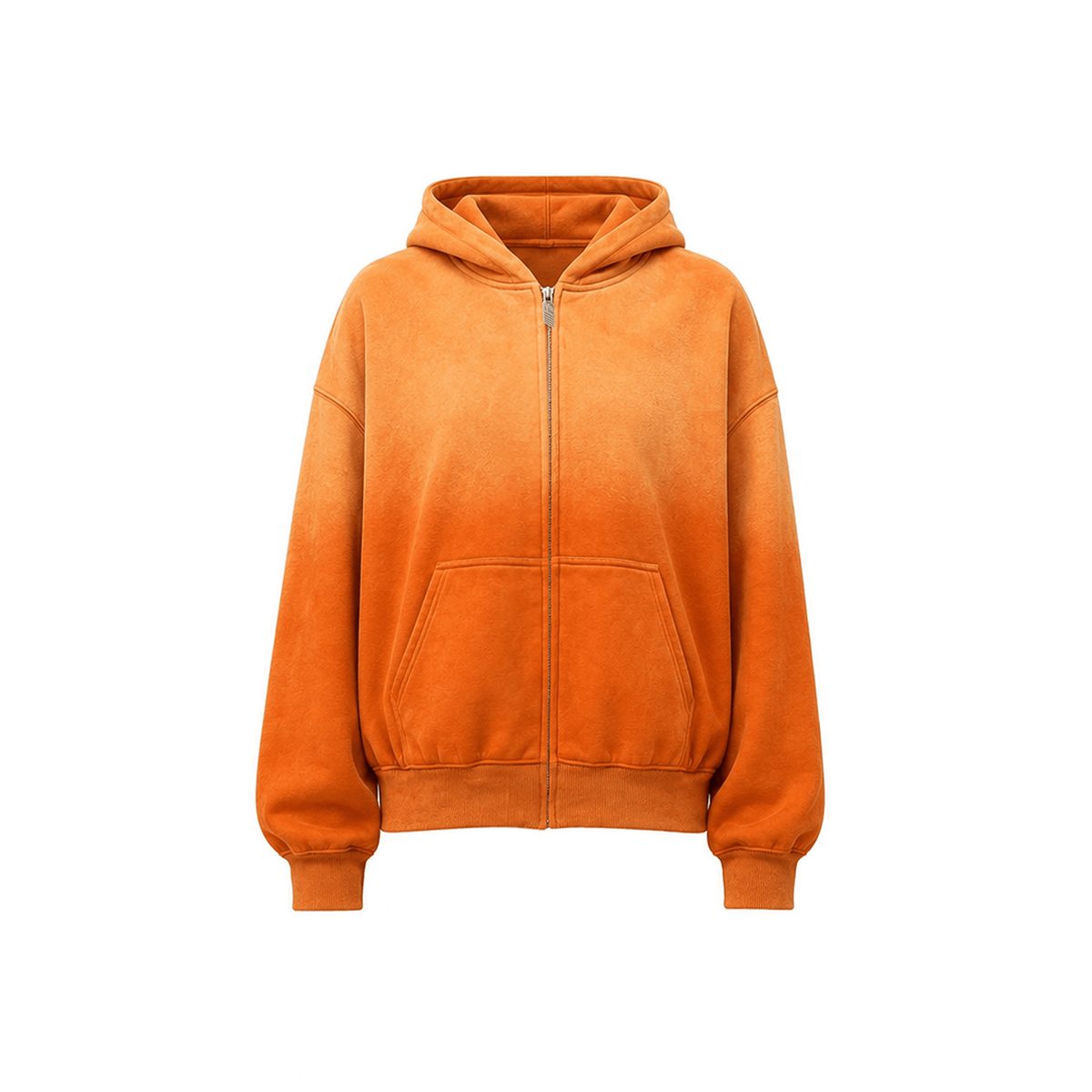 Hoodie met rits en verwassen vervaging