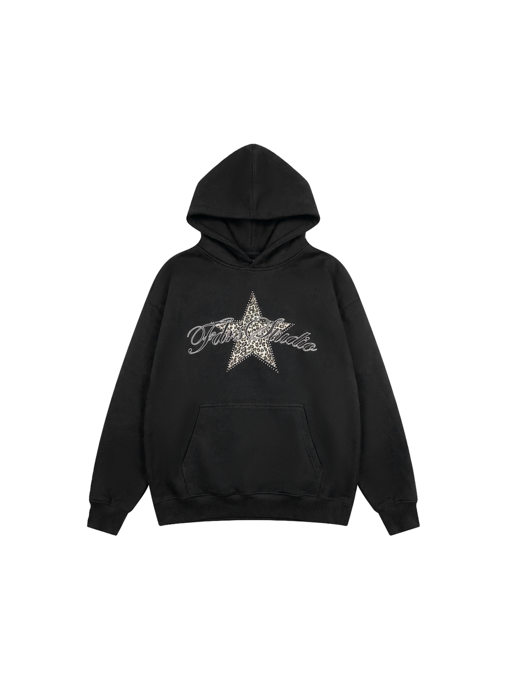 Felpa con cappuccio con stella gotica e strass