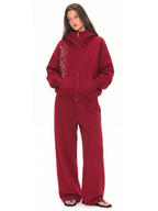 Sweat à capuche zippé à broderie délavée
