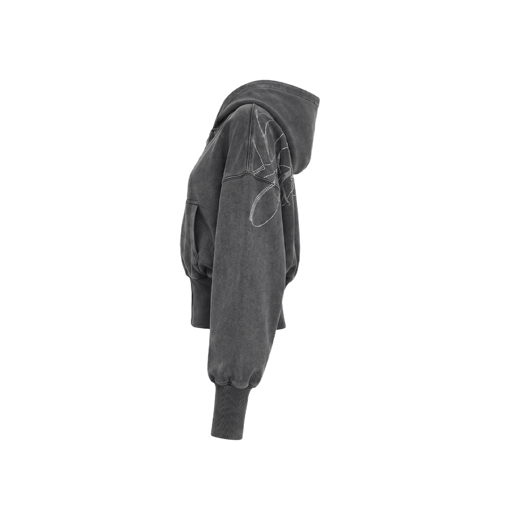 Washed Graphic Crop Hoodie