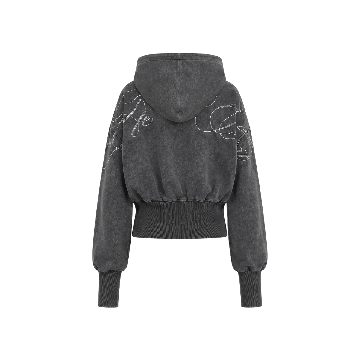 Washed Graphic Crop Hoodie
